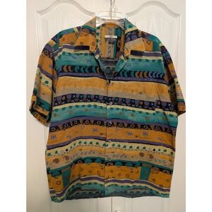 VTG Casa Moda Men's Large Luxury Colorful Design Button Front Shirt